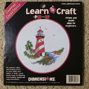 NWT Dimensions Learn-a-Craft Cross Stitch Kit “Lighthouse Scene” #72405 6" Hoop